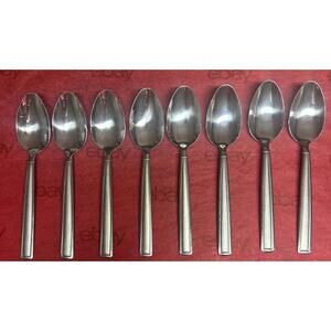 Pfaltzgraff Delano Frost Stainless Flatware Set Of 8 Dinner Spoons Large EUC